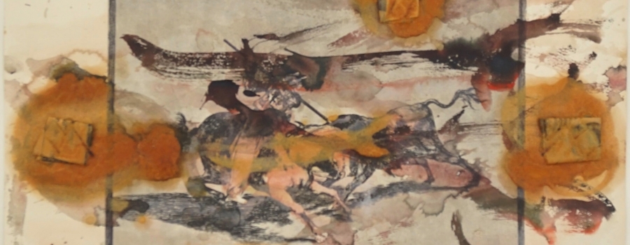 Erik A Frandsen - Olie og collage p papir, 1988