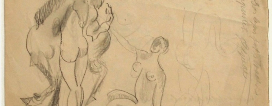 Vilhelm Lundstr�m - Mytologisk scene med en hest og to kvinder 1916